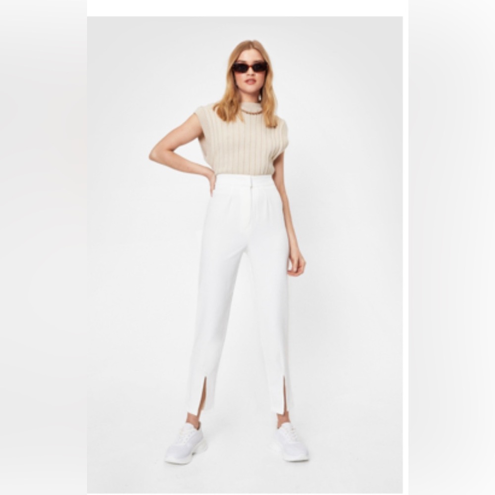 NWT Front split hem high-wasted pants
